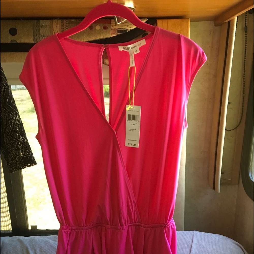 BCBG Sexy Pink Open Back Romper